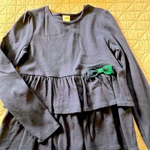 Charming Kids Long Sleeve Top - Navy Blue with Green Bow